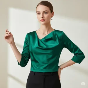 Luxurious silk office tops for women, offering a sophisticated and polished look.