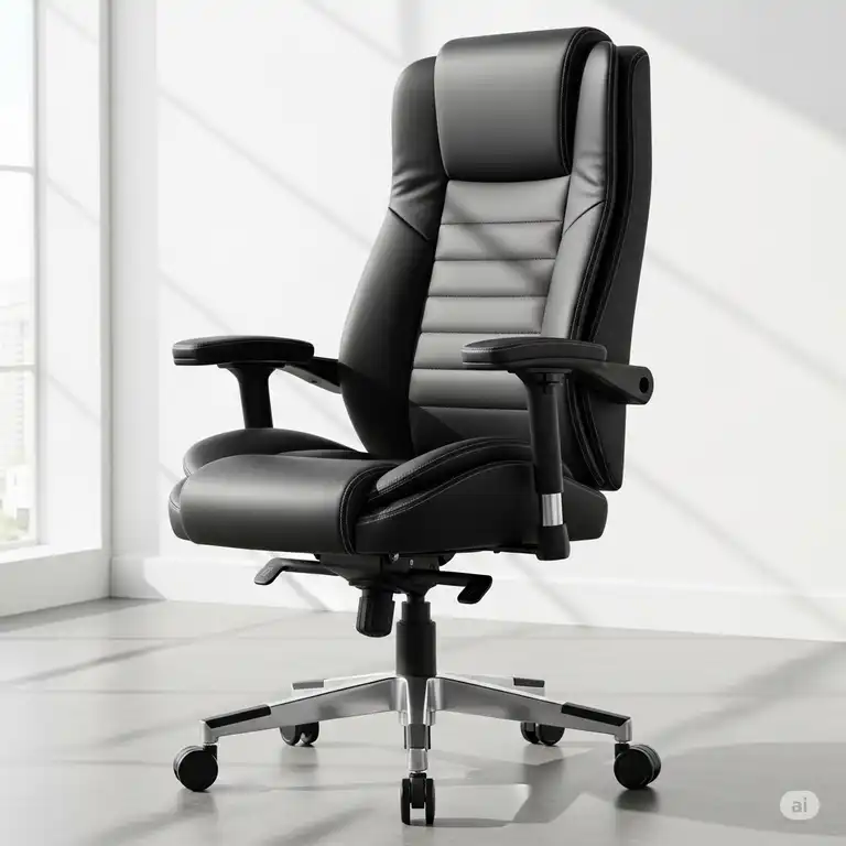 A sleek, black heavy duty office chair 500 lbs, with a high back and cushioned seat.