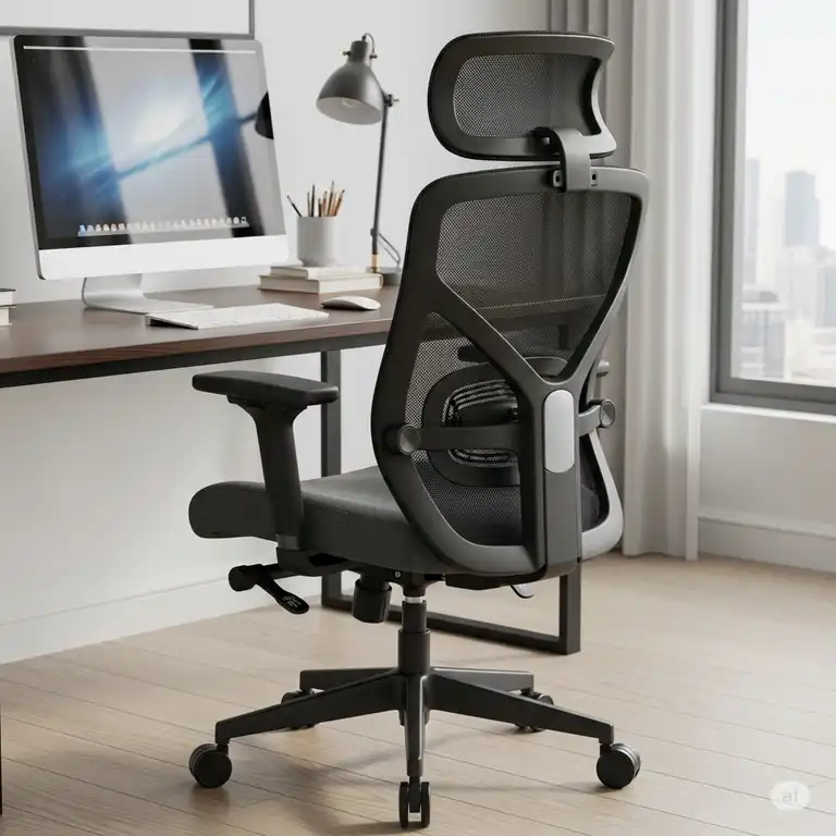 durable ergonomic office chair with 300 lb capacity, featuring adjustable lumbar support and a breathable mesh back.