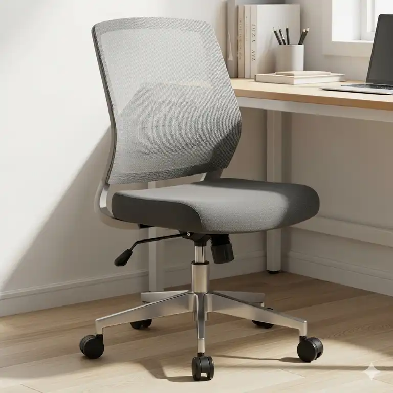 A stylish and comfortable small desk chair with a compact design, perfect for home offices or small workspaces.