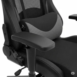 A close-up of the ergonomic features of the best gaming chair for big guys, including adjustable lumbar support and wide armrests.