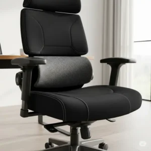 An ergonomic heavy duty office chair 500 lbs, featuring adjustable lumbar support and padded armrests.