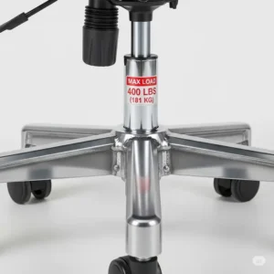 A detailed shot highlighting the reinforced metal base and sturdy hydraulic lift of a heavy-duty chair, designed as big and tall office chairs 400 lbs.