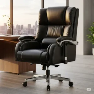 An extra-wide huge office chair built to accommodate larger body types, offering ample seating space and robust construction.
