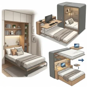 creative illustration of different office bed design ideas.