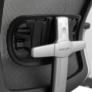 A close-up of the adjustable lumbar support on an office chair 300 lbs, demonstrating the mechanism for personalized back comfort.