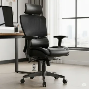 The thick, high-density foam padding and wide seat of a big and tall office chair 500 lbs, offering superior comfort and support.