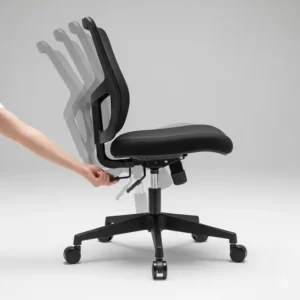A small desk chair with a gas lift mechanism demonstrating its adjustable height feature.