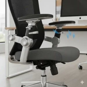 A side view of a big and tall ergonomic office chair with fully adjustable armrests for personalized comfort.