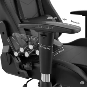 A close-up shot of the adjustable armrests on the big and tall gaming chair 500 lbs, showing their durability and range of motion.