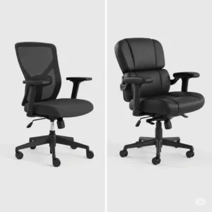 A side-by-side comparison of a standard chair and a bariatric desk chair.