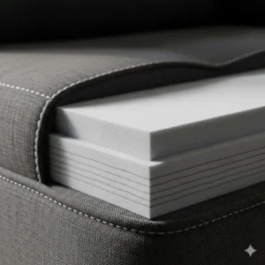 Close-up of the thick, high-density foam seat cushion on a big and tall ergonomic office chair for individuals.