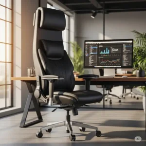 A tall back huge office chair specifically designed for taller individuals, ensuring full back and neck support.