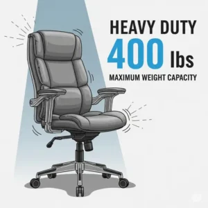 A graphic illustrating the high weight capacity of a bariatric desk chair.