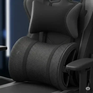 A shot of the lumbar support and headrest pillows of the big and tall gaming chair 500 lbs, showcasing ergonomic comfort.