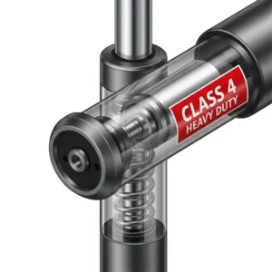 An illustration of the reinforced, heavy-duty class 4 gas lift cylinder, which provides smooth and safe height adjustment for chairs for heavy people.
