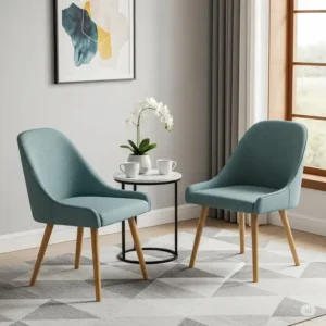 A compact and chic set of 2 living room accent chairs designed specifically for small living rooms or apartment spaces.
