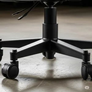 The reinforced metal base and five-star design of a 750 lb capacity office chair, demonstrating the stability and strength required for heavy-duty use.