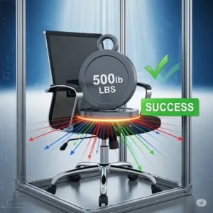 A graphic representation of a successful stress test on a 500 pound office chair, demonstrating its strength and durability.