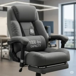 An image showing a durable, heavy-duty desk chair wide, emphasizing its high weight capacity.