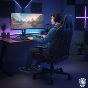 A gamer enjoying peak comfort in an affordable gaming chair under 200.