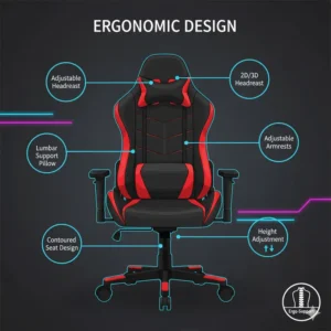 Key ergonomic features like lumbar support and adjustable armrests found in gaming chairs under 200.