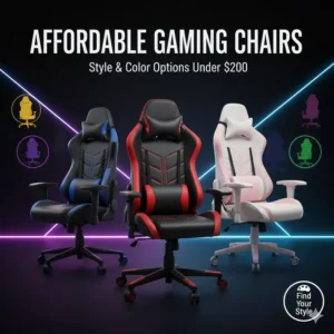 Diverse styles and vibrant color options available for the best gaming chairs under 200.