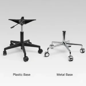 A side-by-side comparison of a heavy-duty metal base and a standard plastic base, showing the stability of the best office chair under 200. 