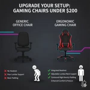 Comparing the benefits of a dedicated gaming chair versus a standard office chair, even at a budget price point.