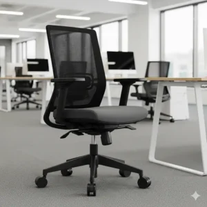 A compact and versatile task commercial office chairs with smooth-rolling casters, ideal for agile workspaces.