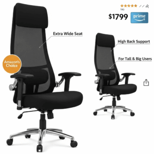 A compact and armless best Amazon office chair from Amazon that is perfect for small desks or limited spaces, shown tucked neatly under a desk.