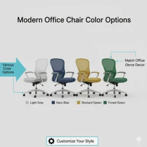A visual array of modern office chairs in various color options, from neutral tones to vibrant hues, to match diverse office decor.