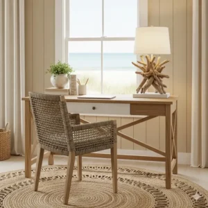 A person seated comfortably in a high-quality coastal task chair, highlighting its ergonomic features and support.