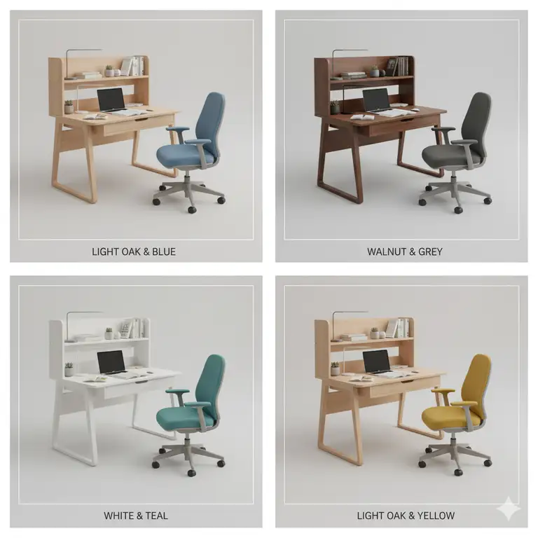 A modern and ergonomic student desk and chair set in a well-lit study space, perfect for focus and learning.