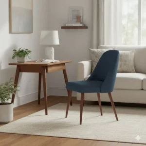 A stylish, modern desk chair seamlessly integrated into a cozy living room desk chair corner.