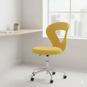 Stylish yellow desk chair with a unique modern design; part of the colorful desk chairs collection.
