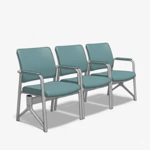 Linked gang seating in a row, demonstrating space-saving and organized arrangement of medical office waiting room chairs. 