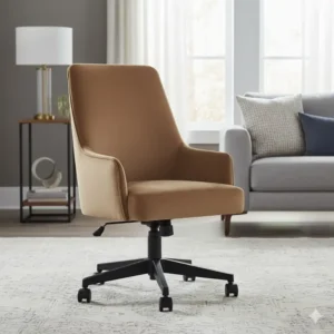 Luxurious velvet office chair that doubles as a comfortable accent piece in a formal living room desk chair.