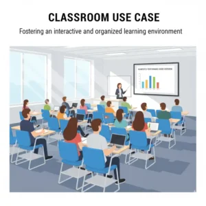 Students seated at a row of classroom chairs with a desk attached during a university lecture. 