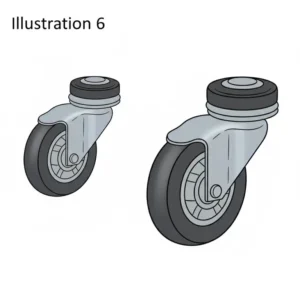 Photo of the durable, non-marking caster wheels on the base of the small ergonomic office chair, highlighting smooth movement. 