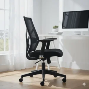 The side profile of a high-back mesh decorative office chairs providing excellent breathability and style.