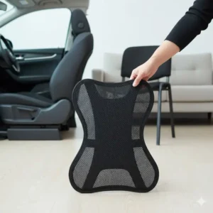 Lightweight and portable design of the backrest support for car, highlighting versatility.