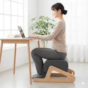 An image of a kneeling chair, an alternative seating option for users seeking relief from lower back and hip pain.