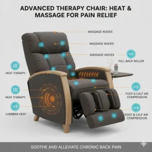 An advanced model of the best living room chair for back pain sufferers featuring built-in heat and massage therapy.