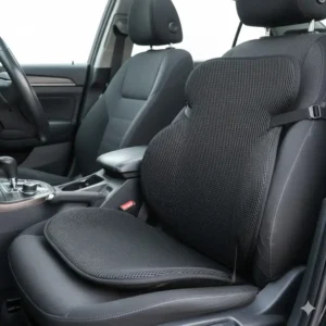 Image focusing on lower back pain relief provided by the backrest support for car during long road trips.