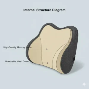 Diagram showing the high-density memory foam core and internal structure of the best back support for sofa.