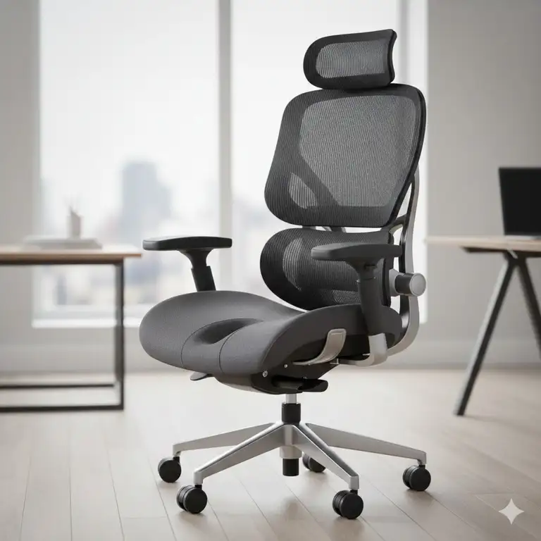 Best office chair for tailbone pain relief, showing ergonomic design and coccyx cutout for pressure-free seating.