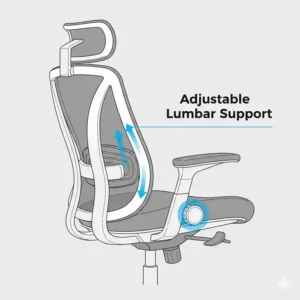 Adjustable lumbar support mechanism on the best office chair for tailbone pain.