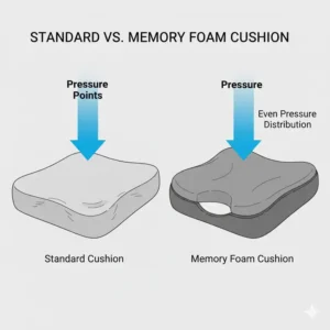 Comparison of cushioning, highlighting memory foam for the best office chair for tailbone pain.