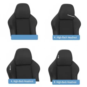 Side profile focusing on the tall high-back design and padded neck cushion of the reclining computer chair, providing excellent head and neck support.